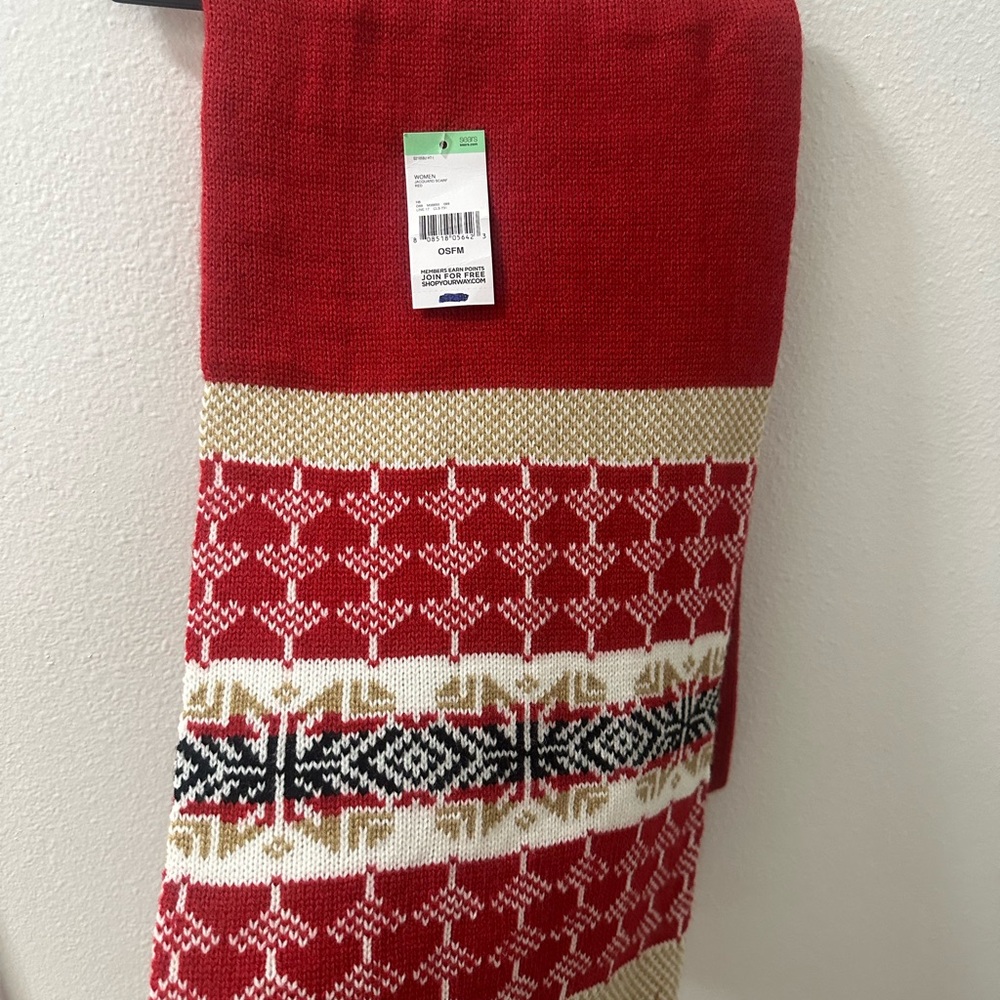 Red and Cream Knit Throw Blanket